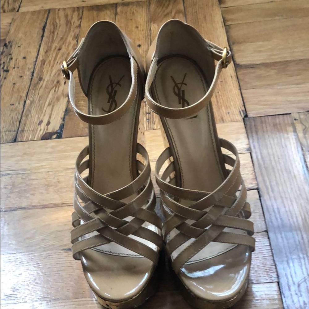 Vintage YSL Idole nude & gold strappy  sandals